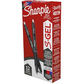 Sharpie® S Gel Pens, Medium Point, 0.7 mm, Black Barrels, Assorted Ink, Pack Of 12 Pens