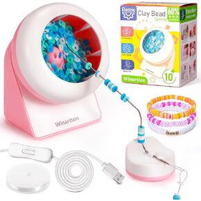 Clay Bead Spinner - Electric Bead Spinner with 2 Reinforced Needles, Bead Spinner for Friendship Bracelet, Bracelet Making Kit for Girls, Clay Bead Maker, Bracelet Spinner