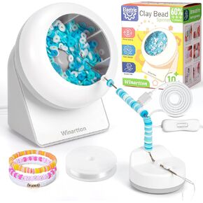 Clay Bead Spinner - Electric Bead Spinner with 2 Reinforced Needles, Bead Spinner for Friendship Bracelet, Bracelet Making Kit for Girls, Clay Bead Maker, Bracelet Spinner