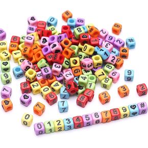 800pcs Number Beads Acrylic Cube Beads Alphabet Square Letter Beads for DIY Key Chains Bracelets Necklace Jewelry Making (White-Black)