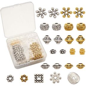 Craftdady 190Pcs Antique Silver Spacer Beads 8 Styles Tibetan Large Hole Column Tube Barrel Metal Charm Beads Hole: 4-5mm Fit European Charm Snake Chain Bracelet Jewelry Making