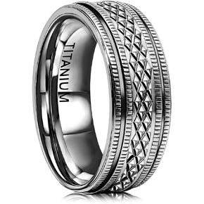 JEROOT Titanium Rings 8MM High Polish Wedding Band in Comfort Fit for Men Women, Men's Engagement Ring Size 9-12
