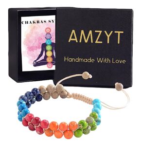 Natural Healing Power Gemstone Chakra Bracelet for Women,Handmade Adjustable Stretch Double Layer Bead Bracelet for Women Stress Relief Meditation Spiritual Jewelry Gift (To My Daughter-2)