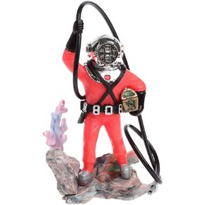 Mesee Aquarium Decor Creative Treasure Seeker, Fish Tank Ornament Undersea Landscape Treasure Chest Hunt Diver Air-Operated Decoration - Black