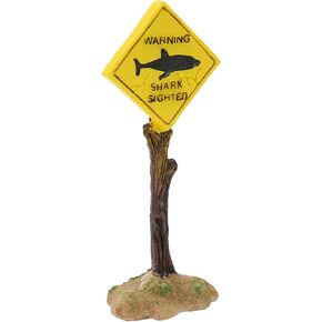 GLOGLOW Aquarium Decor Warning Sign, Resin Shark Warning Sign Ornaments for Fish Tank Aquatic Plants Accessories Theme Decorations 5.7x2.2x1.4in