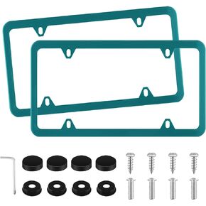 Amiss 2 Pack Solid Rust-Proof License Plate Frame, 4 Holes Stainless Steel Licenses Plate Covers Protector Frame with Screw Caps for Women & Man, Automotive Exterior Accessories (Red)