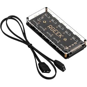 RGEEK 5V 3Pin RGB LED Splitter 10-Port Hub with 50CM 3Pin Extension Cord, Perfect for Lots of RGB.