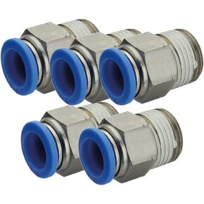 Straight Air Fittings Push to Connect Fittings 3/8 Inch Tubing Od x 3/8" NPT Quick Connect - Thread Male (5 Pack)