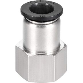 uxcell Push To Connect Tube Fitting Adapter 12mm Tube OD X 1/2PT Female Straight Pneumatic Connecter Pipe Fitting