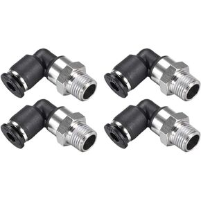 uxcell Push To Connect Tube Fitting Male Elbow 4mm Tube OD X 1/8NPT Thread Pneumatic Air Push Fit Lock Fitting 4pcs