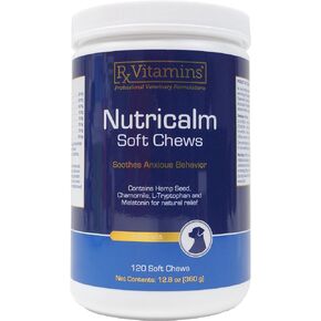 Rx Vitamins NutriCalm - Hemp Calming Chews for Dogs - Dog Calming Chews with Melatonin and Chamomile - Anxiety Relief Treats - Provides Relaxation & Separation Anxiety Relief for Dogs - 120 Capsules