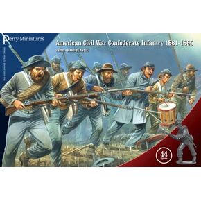 Plastic Toy Soldiers Kit 28mm American Civil War CSA Infantry 1861-65 44 Model Figures with Flags Wargaming Set