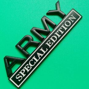 Army Special Edition Emblem with Strong Adhesive, Army Car Emblem 3D Badge Decal Car Truck Replacement Compatible with Universal Vehicle, Car, Truck, SUV (Black White)