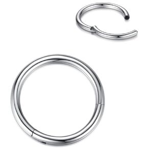 1pc High Polished G23 Titanium Nose Ring Hoop 18g Silver Nose Ring Body Piercing Ring for Nose Ear Lip Septum | 18 Gauge 8mm