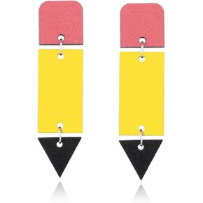 Teacher Dangle Earrings Back to School Students Earrings Colorful Pencil Apple Book Rainbow Earrings for Women Teen Girls Teachers Graduation Back to School Jewelry
