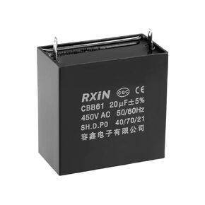 uxcell Ceiling Fan Capacitor CBB61 20uF 450V AC Single Insert Metalized Polypropylene Film Capacitors 58x57x31mm for Water Pump Motor Generator