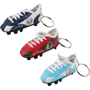 3 Pack Soccer Shoe Keychains Sneaker with Cleats Country Souvenir Keyrings