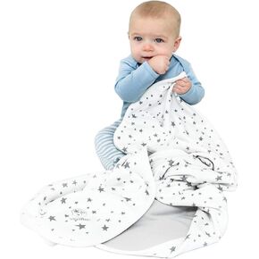 Woolino Baby Blanket for Crib or Stroller - Merino Wool and Organic Cotton Infant Blanket - 4 Season - 40" x 31.5" - Stars