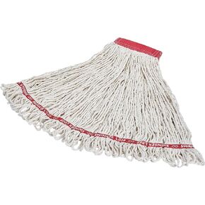 Rubbermaid Commercial Products Swinger Loop Mop Head Replacement, 5-Inch Headband, White, Heavy Duty Cotton/Synthetic Industrial Wet Mop for Floor Cleaning Office/School/Stadium/Lobby/Restaurant