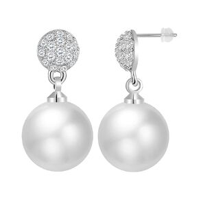 Dangle Pearl Earrings for Women Large Pearl Earrings Hypoallergenic Pearl Drop Earrings for Women Trendy Grey
