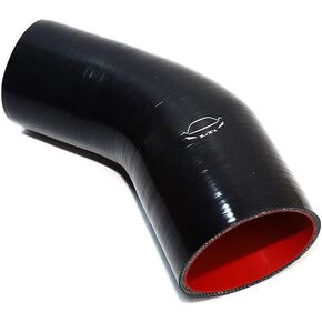 LTI Universal 76mm to 89mm 4-Ply Reinforced High Performance 3"-3.5" ID 45 Degree Elbow Reducer Coupler Silicone Hose (3"-3.5" Black)