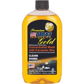 ABRO Gold Premium Concentrated Car Wash Soap with Carnauba Wax, Safe for All Finishes, Ideal for Car Detailing and Maintenance, Car Wash Liquid for Cars, Trucks, SUVs, 16 oz