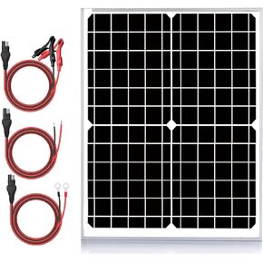 24V Waterproof Solar Battery Trickle Charger & Maintainer - 20 Watts Solar Panel Built-in Intelligent MPPT Solar Charge Controller + Improved 3 Stages of Charging Algorithm + SAE Connection Cable Kits