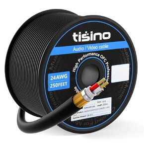 tisino 250 Feet DMX Stage Lighting Bulk Cable, Compatible with 3-Pin XLR Connectors for DMX/AES/EBU, 24 AWG 2-Conductors XLR Cable Microphone Cable for DJ Studio, Live Stage for Hookup/Extension