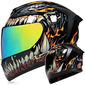Full Face Motorcycle Helmet DOT Approved Motorbike Moped Street Bike Racing Crash Helmet, Men and Women