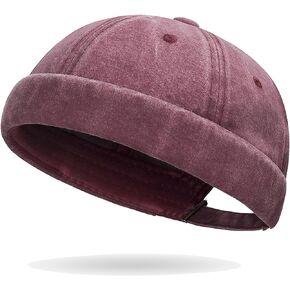 Classic Vintage Style Solid Color Sailor brimless Skull hat Casual Washed Cotton Rolled Cuff Harbour Hat