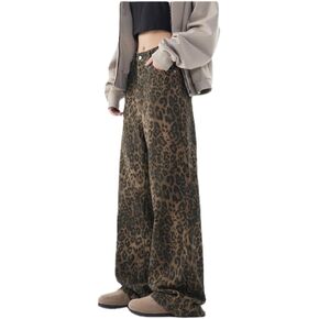 Y2k Jeans Leopard Print Jeans Baggy Cheetah Print Jeans Grunge Clothes Unisex Streetwear Pants