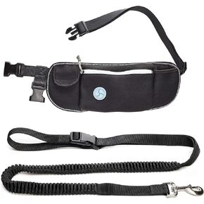 PetSpy Two Handle Dog Leash with Shock Absorbing - Improved Control & Training Bungee Pet Lead 4-6 ft (Hands-Free Leash for Running and Walking-Black)