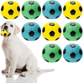 9 Pcs Latex Squeaky Dog Toys Ball, Dog Soccer Ball Interactive Fetch Toys Soft Football Puppy Chew Toys for Small Medium and Large Dogs