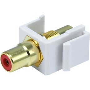 Monoprice 106548 Keystone Jack-Modular RCA with Red Center, White & 106549 Modular RCA Coupler Keystone Jack - White with Yellow Center