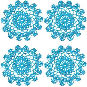 BIBITIME Handmade Crochet Lace Doilies Kitchen Table Doily Mats Round Flower Vase Placemats (11 in to 13 in-2pcs, Light Grey)