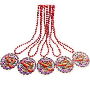 12 Pcs Crawfish Lobster Bead Necklaces Mardi Gras Bead Necklaces Crawfish Boil Party Supplies