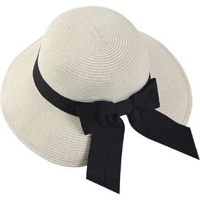 Women's Sun Visor Hats Wide Brim Straw Beach Hat Ponytail Hats for Women Foldable Floppy…