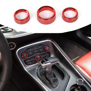 RT-TCZ for Charger Volume AC Switch Knob Trim Ring Cover for Dodge Challenger Charger RAM Durango for Chrysler 300C 2011Up Red Interior Accessories 3pcs