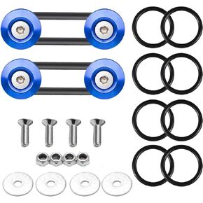 Car Bumper Quick Release Kit, Aluminum Alloy Auto Quick Release Front Rear Bumper Fasteners, Trunk Fender Hatch Universal Double Spacer Bracket, 4 x Release Tabs 10 x O-Rings (Blue)