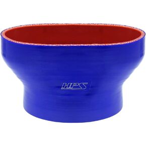 HPS Blue 4-ply Polyester Reinforced Silicone Oval to Round Coupler Hose 4" Compatible for 2005-2010 Ford Mustang GT 55mm throttle body., FOH-55-400-BLUE