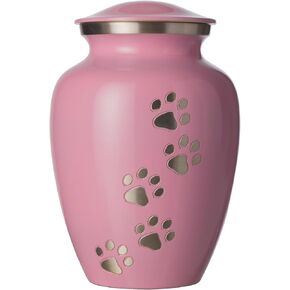 جرة الحيوانات الأليفة - الجرار التذكارية لحرق الحيوانات الأليفة من Ottillie Paws Legacy للكلاب والقطط والرماد المنحوت يدويًا من الألومنيوم جرة تذكار (ياقوت أزرق، أقدام عمودية بيوتر، صغيرة) in Kuwait