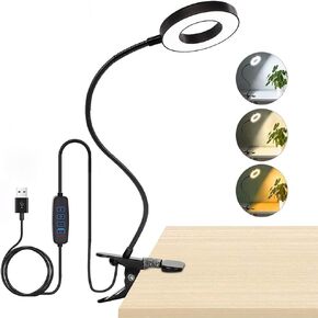 Clip on Light LED Reading Book Study Lamp 3 Color Modes 10 Brightness Eye Protection 360° Flexible Gooseneck Student Dormitory Office Desk Lamp at Night in Bed