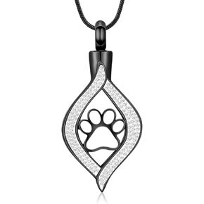 Cremation Jewelry for Ashes The Eye of My Heart Urn Necklace Keepsake with Dog/Cat Paw Memorial Urn Jewelry Stainless Steel Necklace Memorial for Pet Gift for Men Women