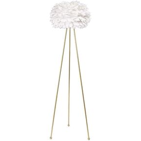 Maxax Feather Floor Lamp, Tripod Floor Lamp with Pink Feather Shade, Standing Light for Bedrooms/Dining Room/Living Room/Kitchen,Gold Classic