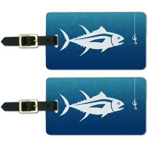 Tuna Fish Fishing Fisherman Luggage ID Tags Suitcase Carry-On Cards - Set of 2