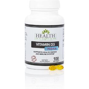 Health As It Ought To Be Vitamin D|3 7500 IUs Supplement | Physician Formulated Supports Healthy Bones & Immune System | 100 Softgels