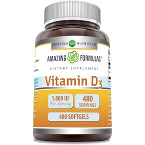 Amazing Formulas Vitamin D3 Supplement | 1000 IU | 240 Softgels | Non-GMO | Gluten Free | Made in USA