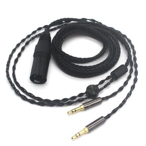 Youkamoo 4 Pin XLR Headphone Cable Compatible for Hifiman HE4XX HE-400i 8 Core Braided Silver Plated Replacement Audio Upgrade Cable (Dual 3.5mm Male Version) 8.5 ft (2.60 m)