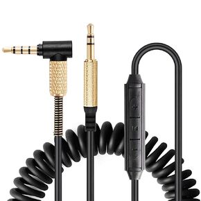 FAAEAL Solo3 Coiled Audio Cable,Replacement for Marshall Major2 Major3 Major4 Beats Studio3 Wireless Headsets,3.5mm in-line mic Volume Control Headphone Cord 4.2ft-8ft