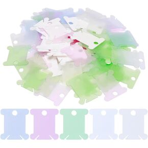 100 Pieces Plastic Floss Bobbins for Cross Cotton Thread Craft DIY Sewing Storage, Thread Organizer Holder, Embroidery Thread Cards Organizer Cross Stitch Cotton Bobbin, Light Blue